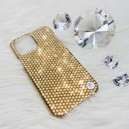Luxury Gold BLING Phone Case, Diamond Rhinestone Back Cover for
