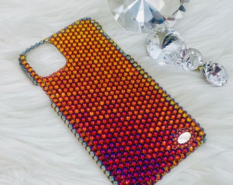 Volcano Multi Color BLING Back Case BeDazzled Handmade w/ Swarovski Crystals for iPhone 15 Pro Max Plus Mini 14 13 12 11 Xs Xr X 8 7