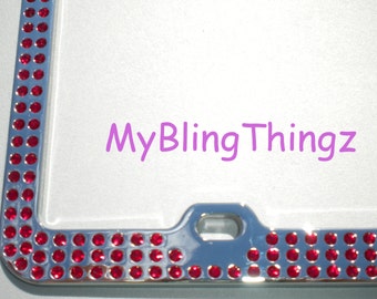 3 Rows Dark Red Siam Crystal BLING Inset / Embedded Rhinestone License Plate Frame handmade using 100% Swarovski Elements *