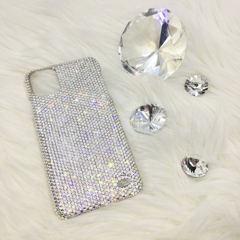 Small 12ss Clear Diamond Rhinestone BLING Bedazzled Back Case made w/Swarovski Crystals iPhone 15 Pro Max Plus Mini 14 13 12 11 Xs Xr X 8 7 image 2