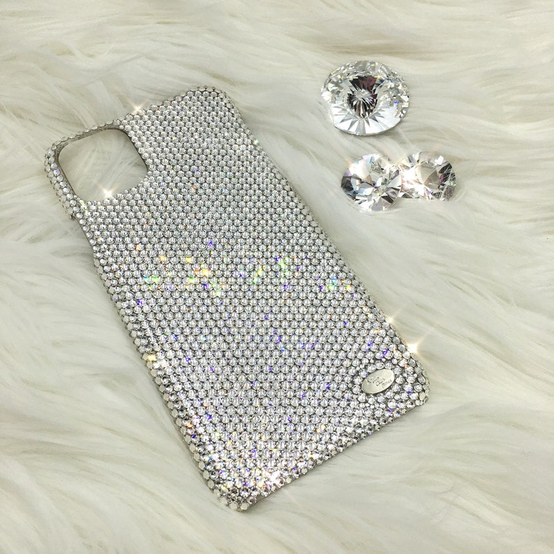Small 12ss Clear Diamond Rhinestone BLING Bedazzled Back Case made w/Swarovski Crystals iPhone 15 Pro Max Plus Mini 14 13 12 11 Xs Xr X 8 7 image 5