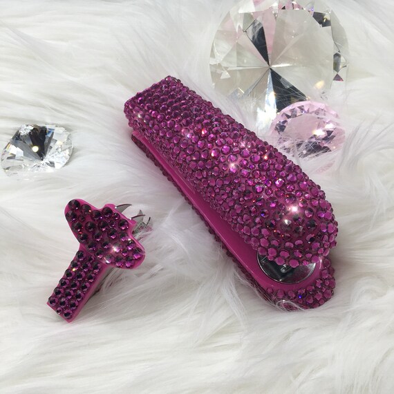 Bling Stapler Staple Remover Or Mini Bedazzled By Ireland Bling Stapler Staple Remover Or Mini, Pink Bling Desk Accessories Taiwan