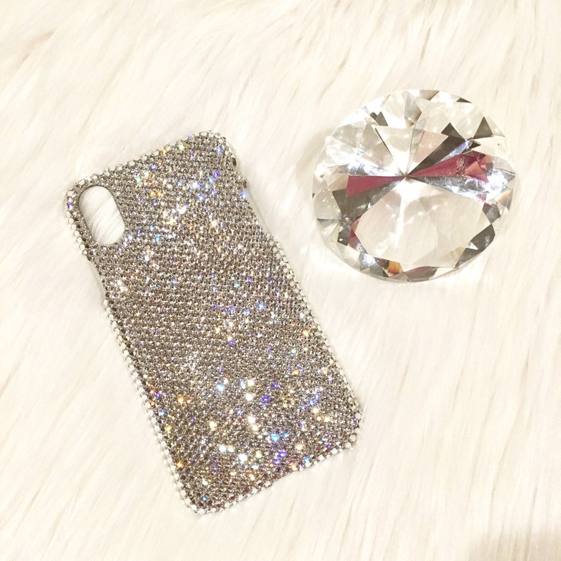 Small 12ss Clear Diamond Rhinestone BLING Bedazzled Back Case made w/Swarovski Crystals iPhone 15 Pro Max Plus Mini 14 13 12 11 Xs Xr X 8 7 image 9