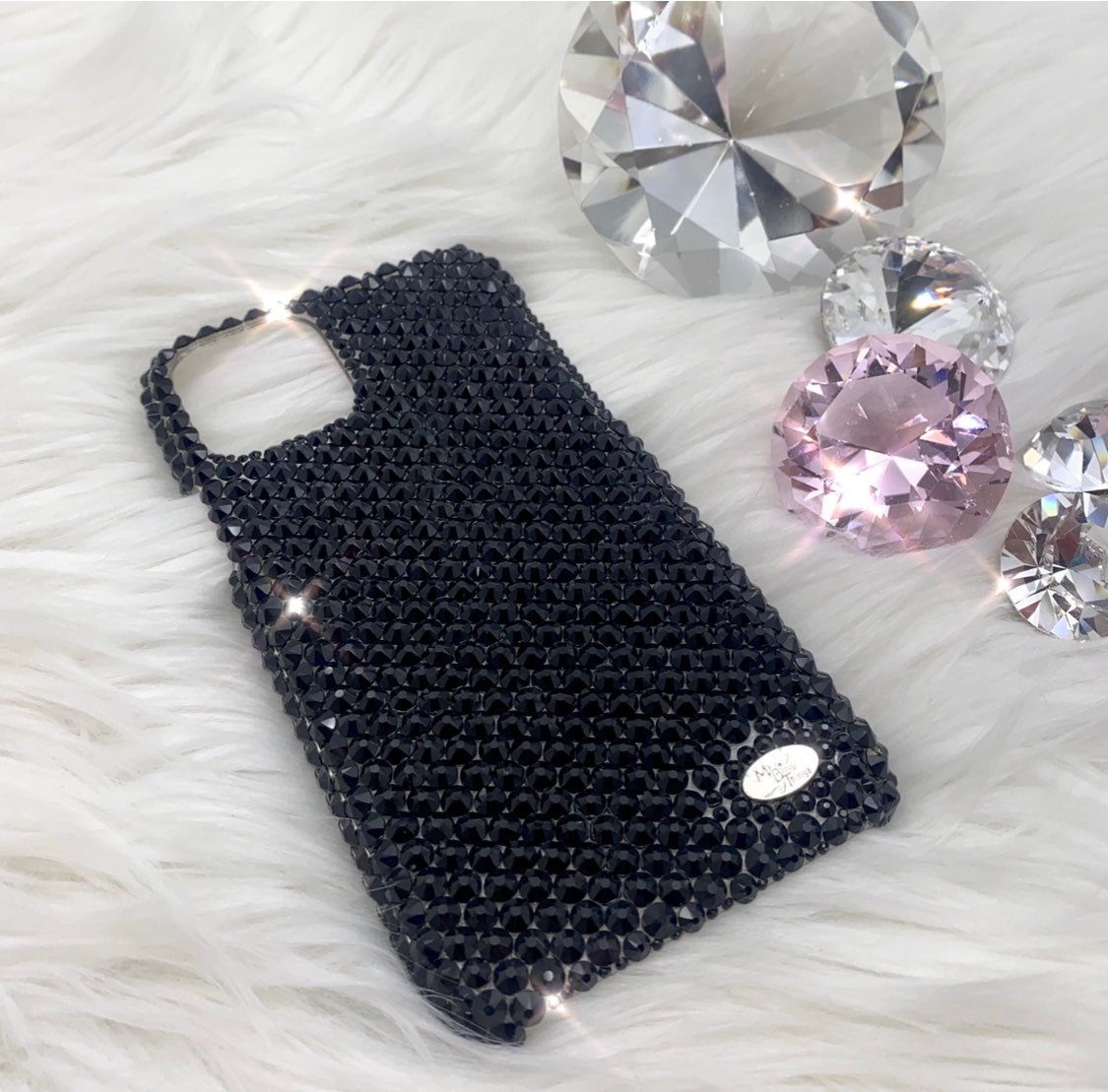 Jet Black Crystal Diamond Rhinestone BLING Back Case