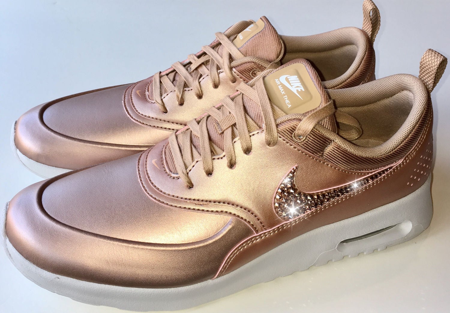 Rose Gold Bling Nike Max Thea SE Shoes with - Etsy België