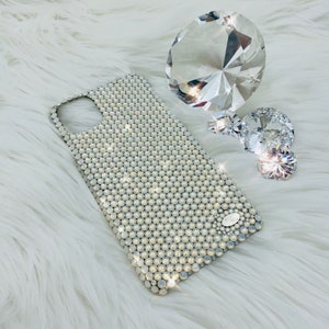 White Opal Diamond Rhinestone Bedazzled BLING Handmade Back Case w/ Swarovski Crystals iPhone 16 15 Pro Max Plus Mini 14 13 12 11 Xs Xr X