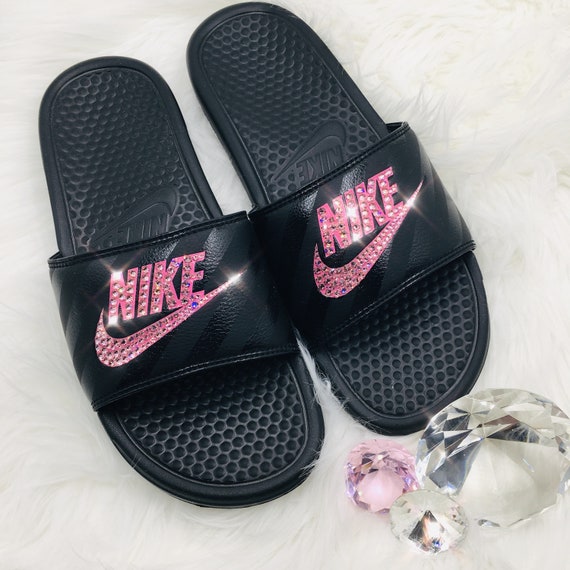 crystal nike slides