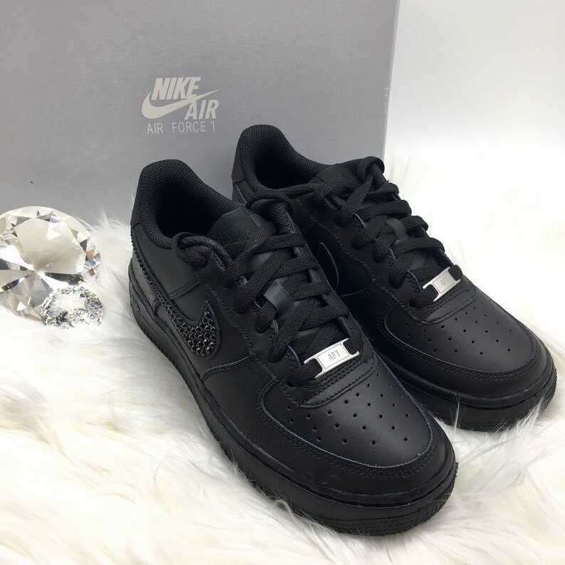 Bling Nike Air Force 1 '07 with Swarovski Crystals Black | Etsy