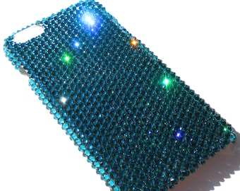 Zircon Turquoise - Rhinestone BLING Bedazzled Back Case handmade w/ Swarovski Crystals for iPhone 15 Pro Max Plus Mini 14 13 12 11 Xs Xr X