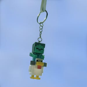 Chicken Jockey Keychain – 3D Printed Minecraft-Inspired Chicken Jockey