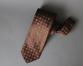 Mens Copper Brown Dress Tie. Modern Geo Pattern Tie. Silk Tie. Vintage. Office. Gogovintage. Free Shipping