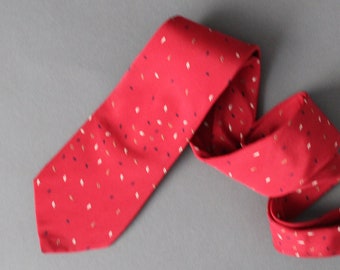 80s Red Dress Tie. Rare Tie. Pattern Tie. Silk Tie. Vintage Tie. Gogovintage. Free Shipping