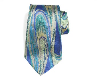 Missoni Dress Tie. Vintage. Blue Green Iridescent Modern Abstract Pattern Tie