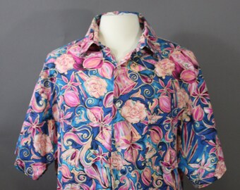 シャツ 80s' Vintage COSI flower design  shirts 80s Floral Shirt by Cosi L'uomo Short Sleeve Men's Shirt, Unisex