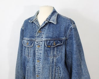 Lee Rider Denim Jacket PATD-153438. Classic 4 Pocket Rugged Blue Denim Jacket. Vintage. Mens Size XL. Gogovintage. Free Shipping