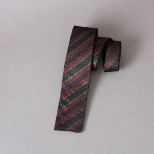 Emilio Pucci 1960s Vintage Tie. Red Black Silver Stripe Mid Century Modern Pattern. Rare Find. Silk. Gogovintage. Free Shipping image 1