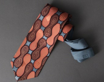 Robert Daskal Tie. Hand Painted Tie. Rare Tie. Brown Gray Tie. Vintage Tie. Dress Tie. Gogovintage. Free Shipping