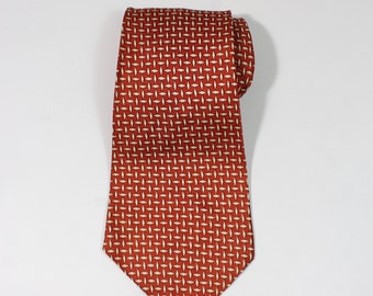 Vintage 1940s 50s Geo Illusion Pattern Dress Tie. Rust Red Tie With White Black Design. Gogovintage. Free Shipping