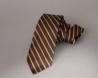 60s Stripe Dress Tie Vintage Tie Gogovintage Black and Gold Tie Free Shipping