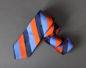 Mens Stripe Tie. Ben Sherman. Silk Tie. Orange Blue Black Tie. Office Tie. Dress Tie. Gogovintage. Free Shipping