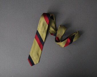 60s Stripe Dress Tie Vintage Tie Gogovintage Black and Gold Tie Free Shipping