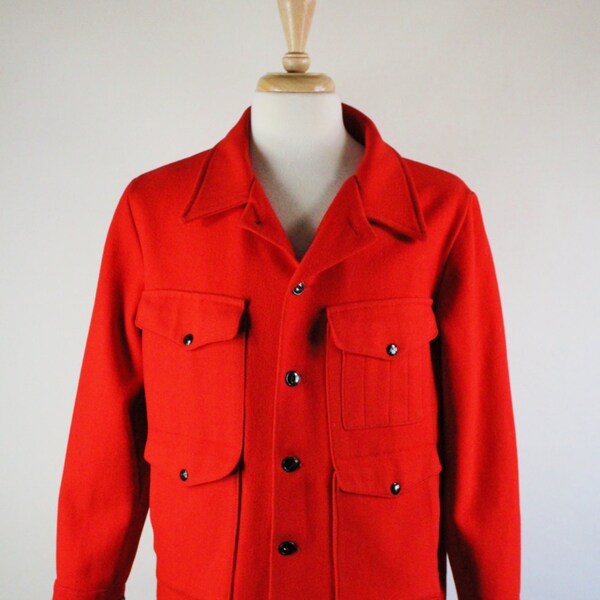 70s Hudson Bay Field Jacket. Wool Jacket. Red Button Coat. Fall Winter Coat. Vintage. Mens Size Large. GOGOVINTAGE. FREE SHIPPING