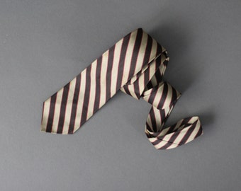 60s Stripe Dress Tie Vintage Tie Gogovintage Black and Gold Tie Free Shipping