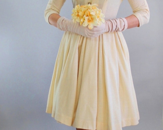 Sale 1950s Cream Wool Knit Winter Wedding Dress. Reception Etsy