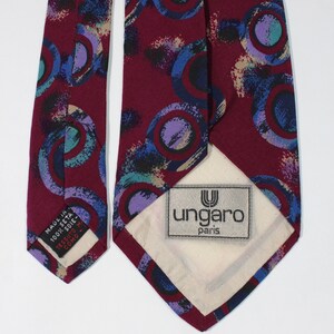 Ungaro Modern Abstract Dress Tie. Reddish Purple Blue Circles Pattern Tie. Silk Tie. Vintage. Gogovintage. Free Shipping image 6