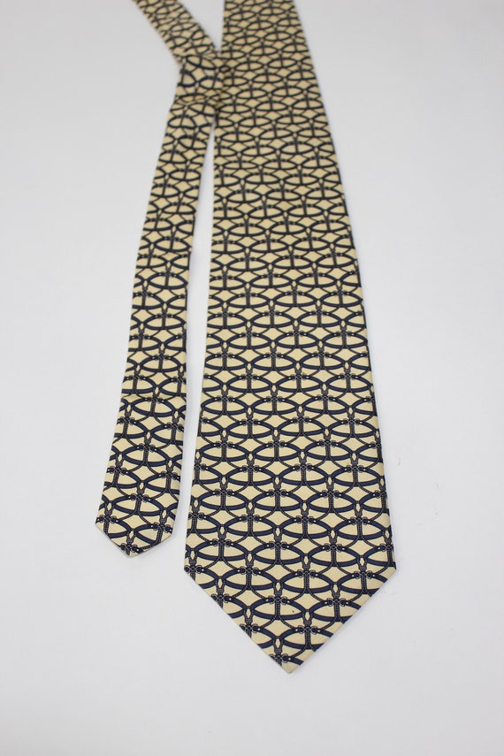 Paolo Gucci Dress Tie. Vintage. Pale Yellow Navy … - image 2