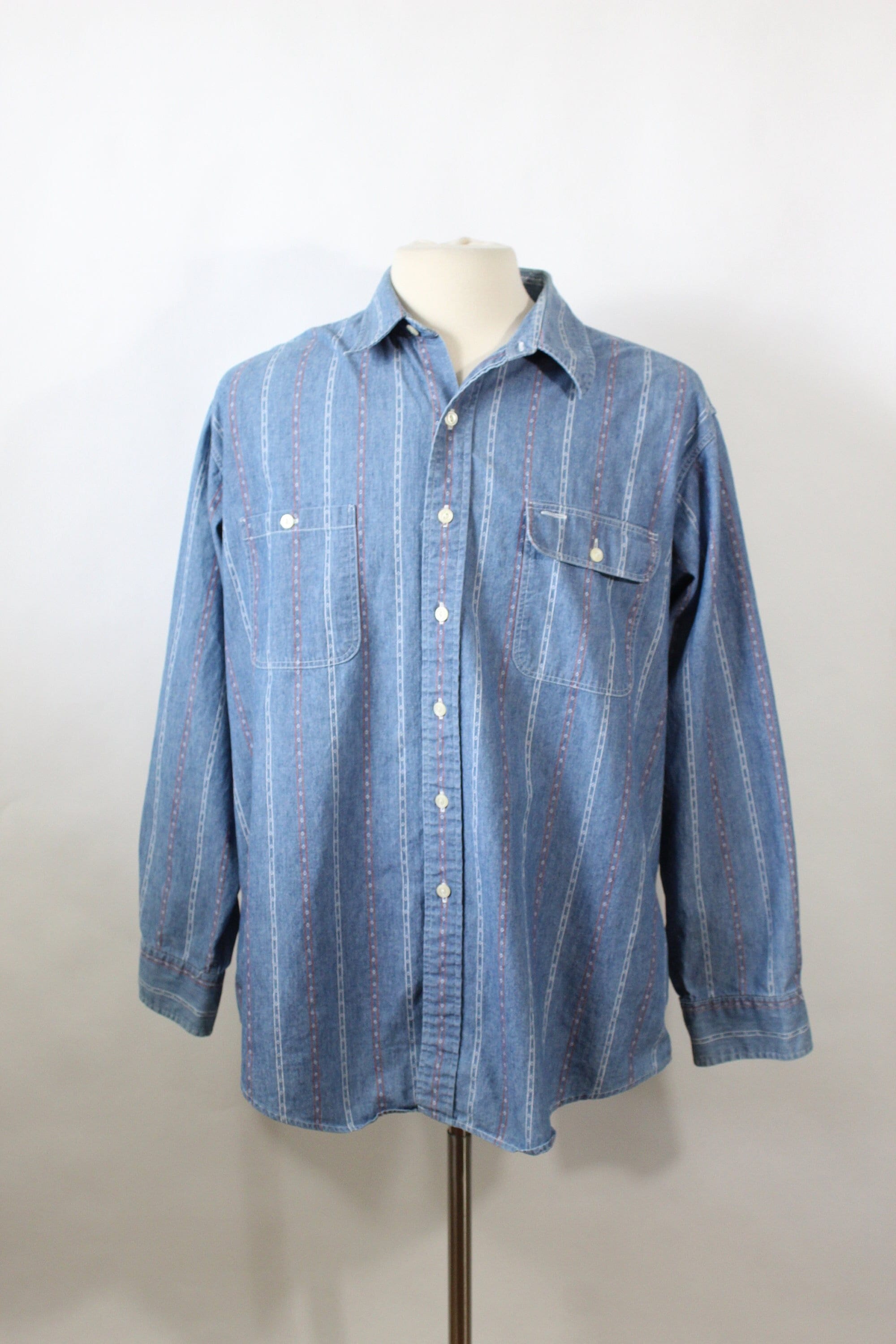 90s CHAPS Ralph Lauren  Shirts カヌー柄  シャツ Vintage 90s Chaps Ralph Lauren Rugby Polo Long Sleeve Shirt