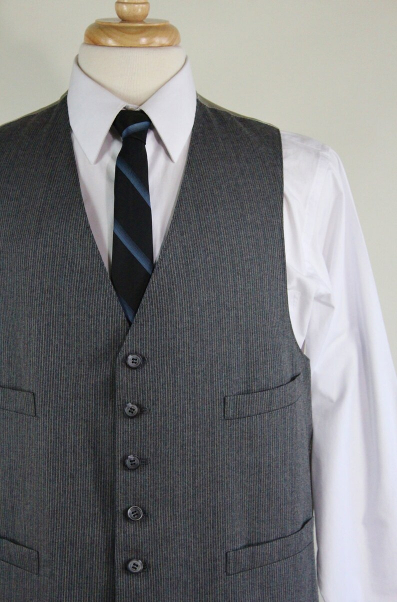 Mens Vest. Suit Vest. Gray Pinstripe Vest. Wool Vest. Office Etsy