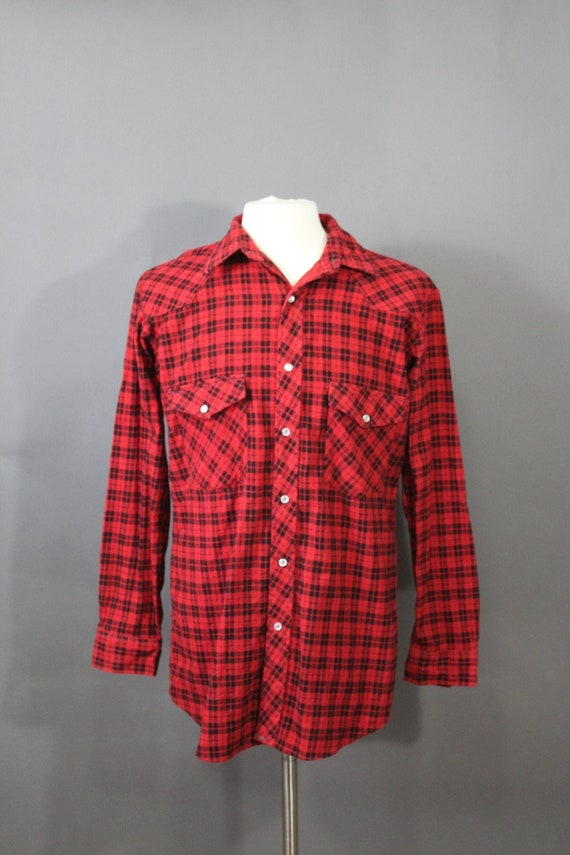 Buffalo Plaid Flannel Western Shirt. Snap Button.… - image 1