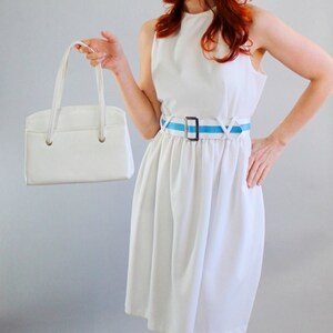 1960s White Mod Day Dress. Mad Men Fashion. Weddings. Spring Fashion. Size Medium image 2