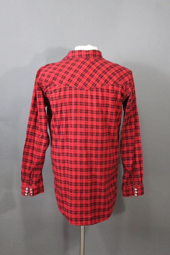 Buffalo Plaid Flannel Western Shirt. Snap Button.… - image 4