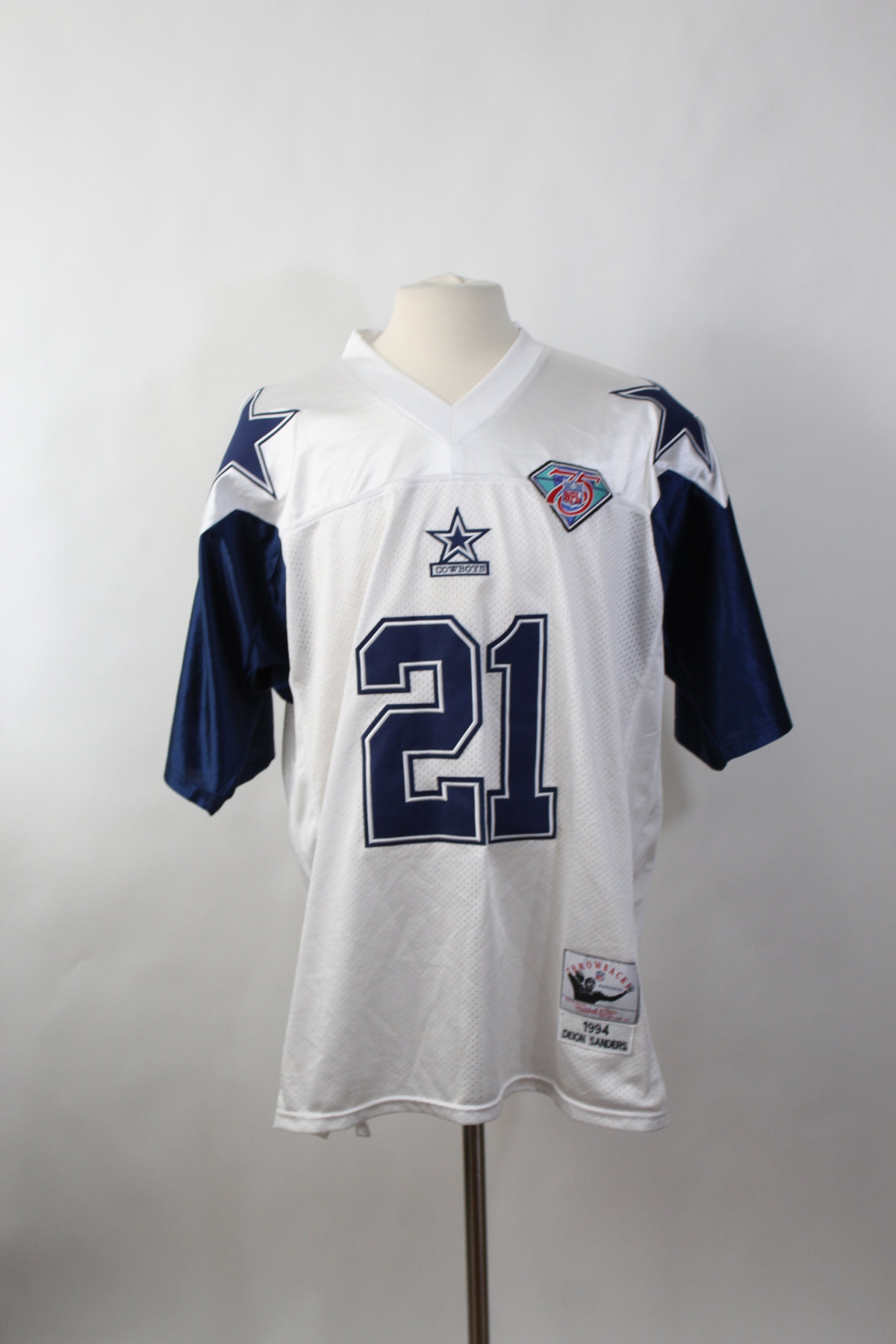 Deion Sanders 21 Cowboys Rare Throwback Jersey. Mitchell & 