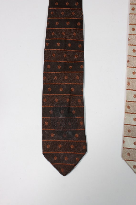 Vintage 1940s 50s Tie. Beige Brown Pattern Tie - image 3