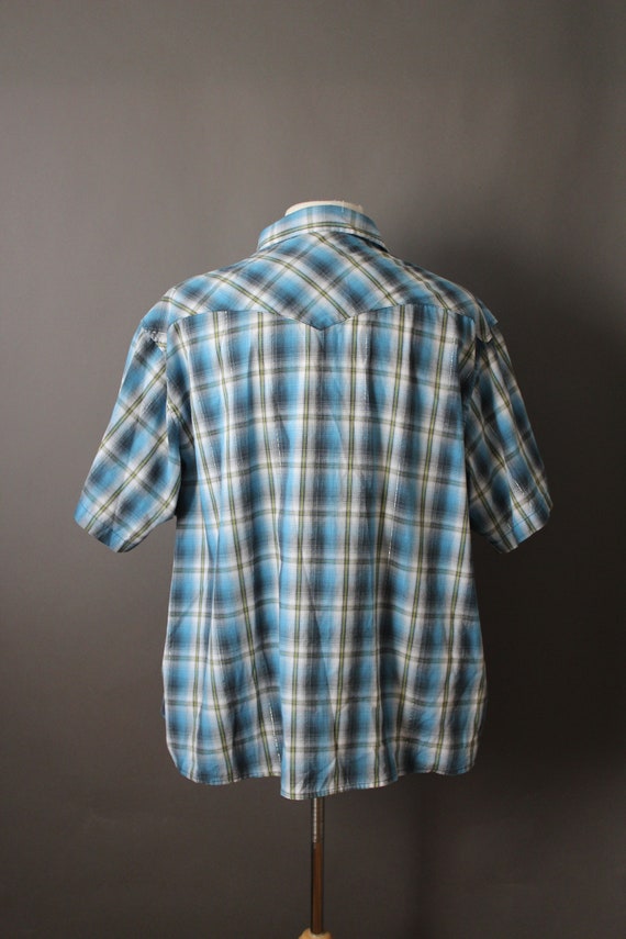 Wrangler Western Shirt. Blue Green Plaid Shirt. C… - image 3