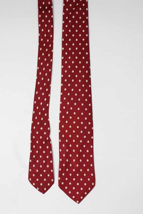 1950s 60s Polka Dots Dress Tie. Red Tie With Whit… - image 2