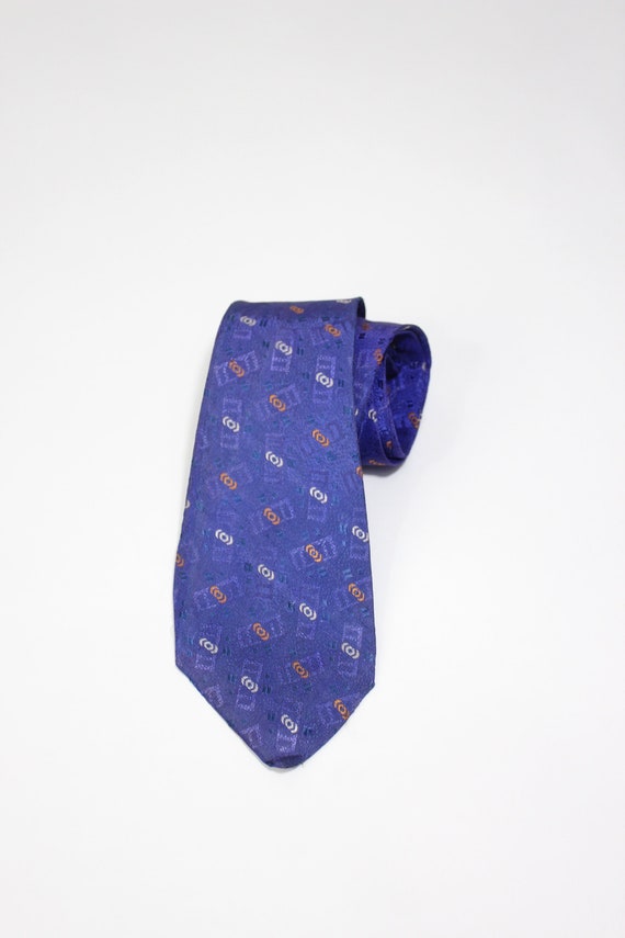 Rare 1930s Dress Tie. Vintage. Purple Copper Silv… - image 1