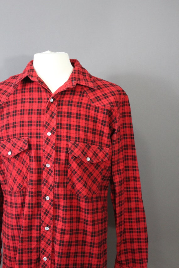 Buffalo Plaid Flannel Western Shirt. Snap Button.… - image 3