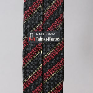 Emilio Pucci 1960s Vintage Tie. Red Black Silver Stripe Mid Century Modern Pattern. Rare Find. Silk. Gogovintage. Free Shipping image 5