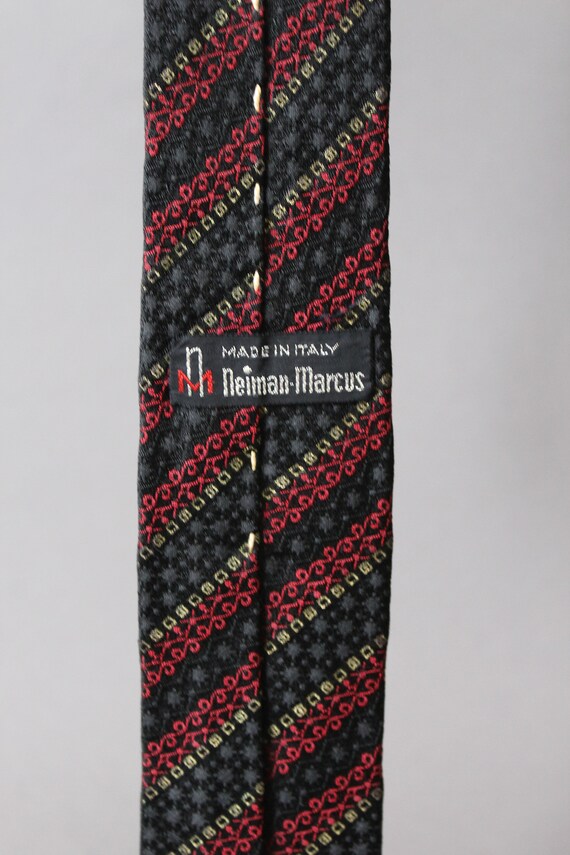 Emilio Pucci 1960s Vintage Tie. Red Black Silver … - image 5