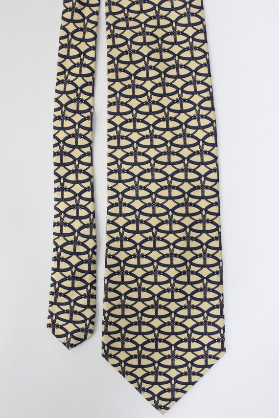 Paolo Gucci Dress Tie. Vintage. Pale Yellow Navy … - image 3