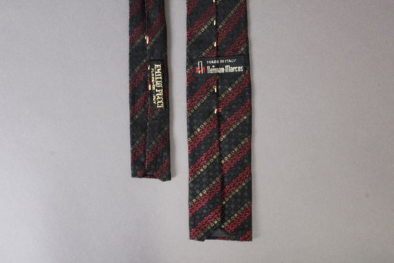 Emilio Pucci 1960s Vintage Tie. Red Black Silver … - image 7