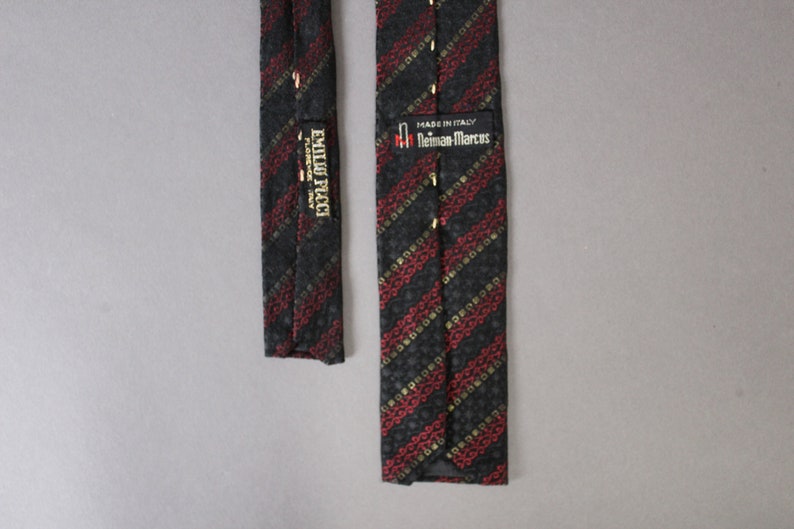 Emilio Pucci 1960s Vintage Tie. Red Black Silver Stripe Mid Century Modern Pattern. Rare Find. Silk. Gogovintage. Free Shipping image 7