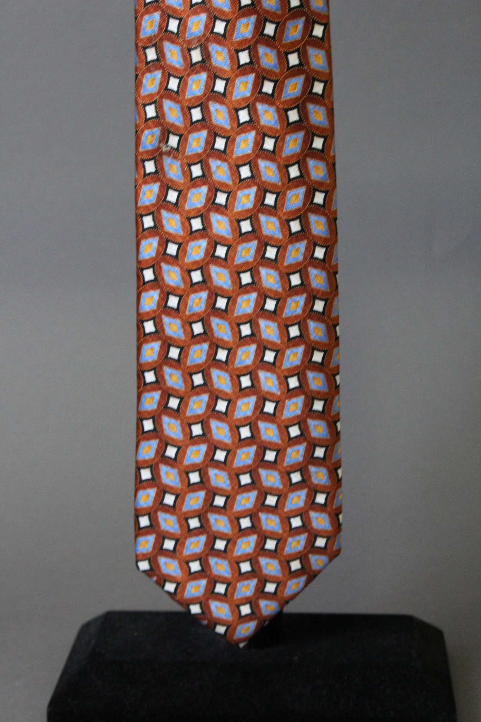 Mens Dress Tie. Copper Blue Geo Pattern Tie. Silk Tie. Etsy