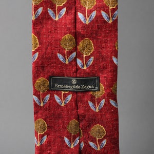 Zegna Tie. Abstract Floral Print Tie. Silk Tie. Red Gold. Vintage. Office Tie. Gogovintage. Free Shipping image 4