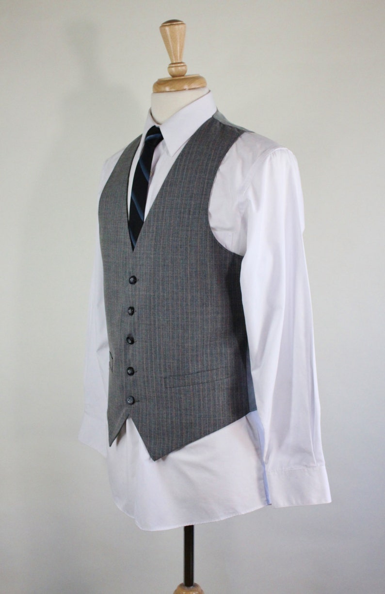 Mens Vest. Suit Vest. Gray Pinstripe Vest. Wool Vest. Office Etsy