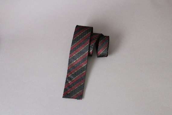 Emilio Pucci 1960s Vintage Tie. Red Black Silver … - image 1